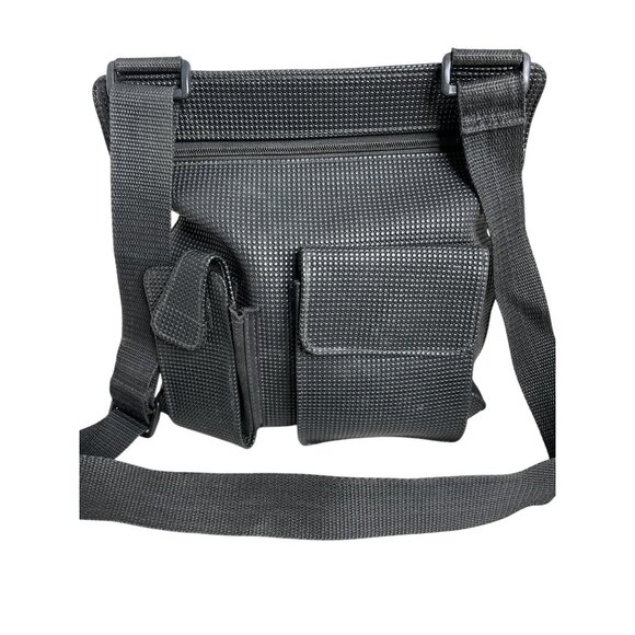 Urban Oxide Black Textured Crossbody Bag With Adjustable Strap & Multiple Pocket - Picture 1 of 11